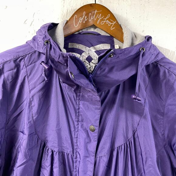 Fenchurch Rain Coat Jacket Purple Embroidered Birds Large - Picture 2 of 12